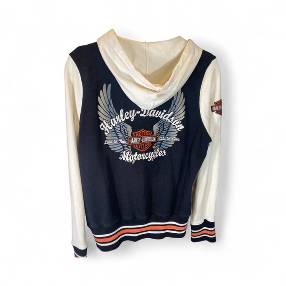 🔥 Harley-Davidson Genuine MotorClothes VarsStyle Full-Zip Hoodie L Black & Cream - Picture 7 of 9